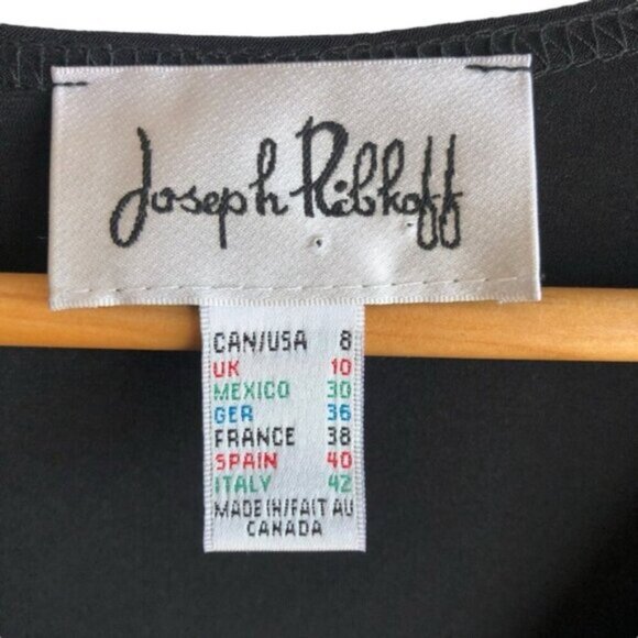 Joseph Ribkoff Faux Wrap Dress Black Size 8 Elegant Lace Cut Out - Picture 10 of 10